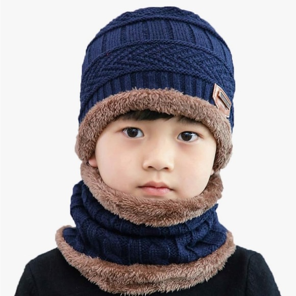 Kids Winter Hat and Scarf Set, 2Pcs Warm Knit Beanie Cap and Scarf 2 Set - Picture 8 of 8